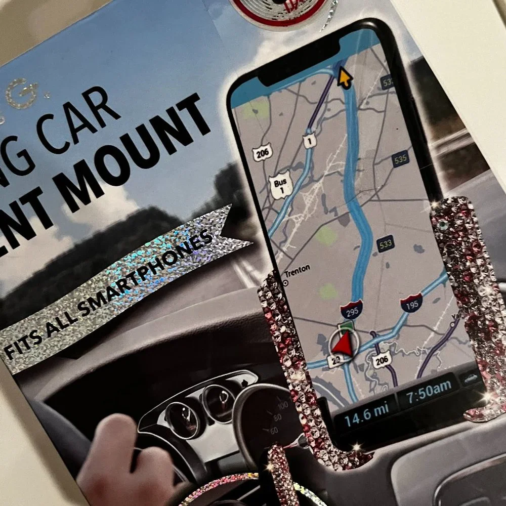 Pink and White Crystal Bling Car Vent Phone‎ Mount (new) (w/a/x)